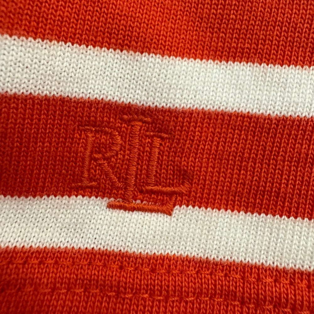 Lauren Ralph Lauren Top Women Orange White Boat Neck Nautical Long Sleeve XL NWT - Picture 12 of 16